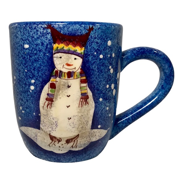 SAKURA SNOWMATES Snowman Blue Cocoa Coffee Mug by Debbie Taylor Kerman - Picture 2 of 12